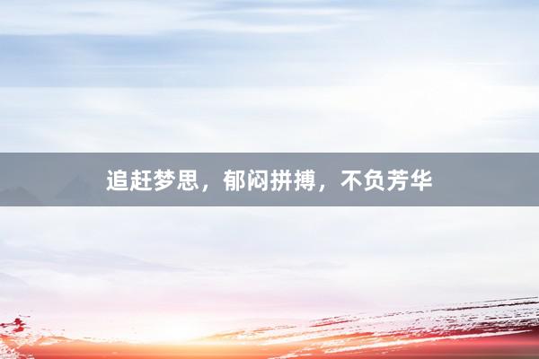 追赶梦思，郁闷拼搏，不负芳华