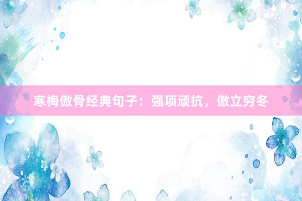 寒梅傲骨经典句子：强项顽抗，傲立穷冬